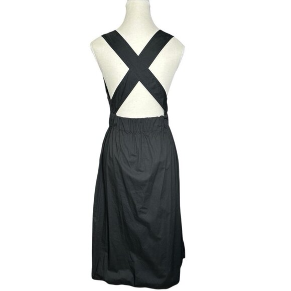 Everlane Women's Black The Clean Cotton Cross Back‎ Apron Dress 0/C32.25 - Picture 4 of 11